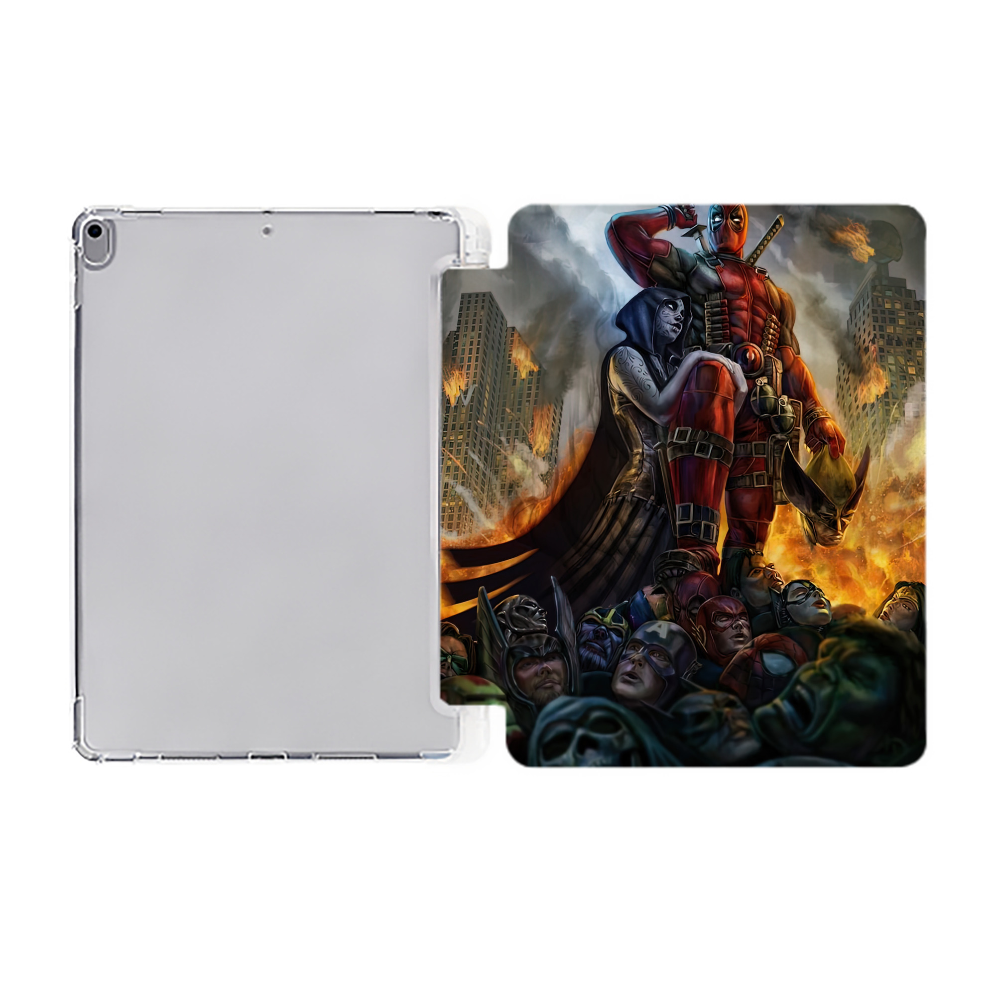 （画像用） Deadpool デッドプール IPad ケース ペン収納付き 三つ折りスタンド PUレザー×シリコン 対応機種9.5/10.5/10.9インチ